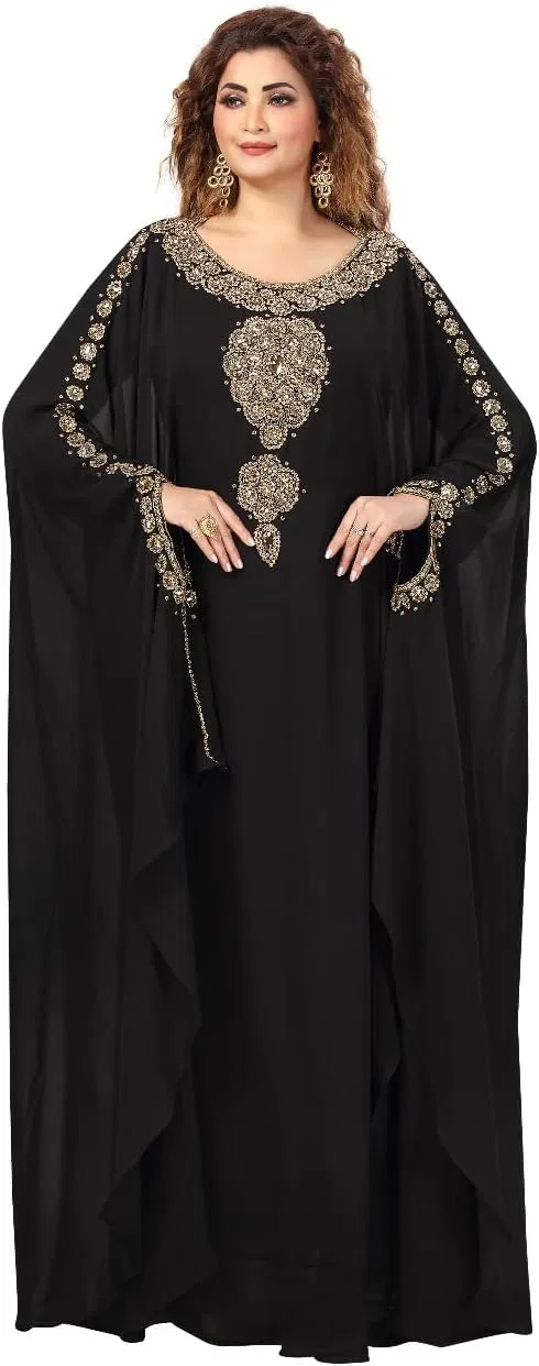 Женское кафтан с вышивкой ADIBA CREATION, Black