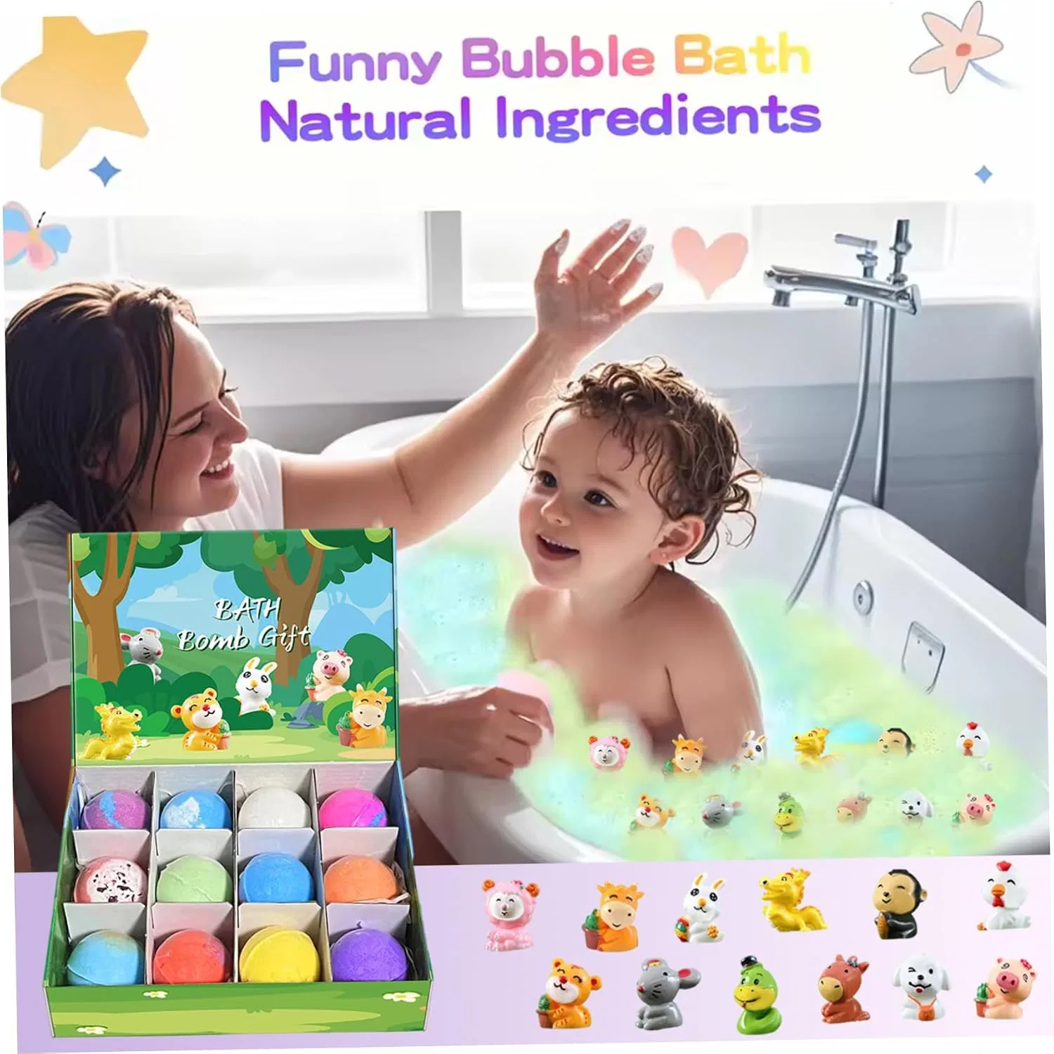 Бомбочки для ванны с игрушкой внутри, Tsawntd, 12 шт, Green — фото 3