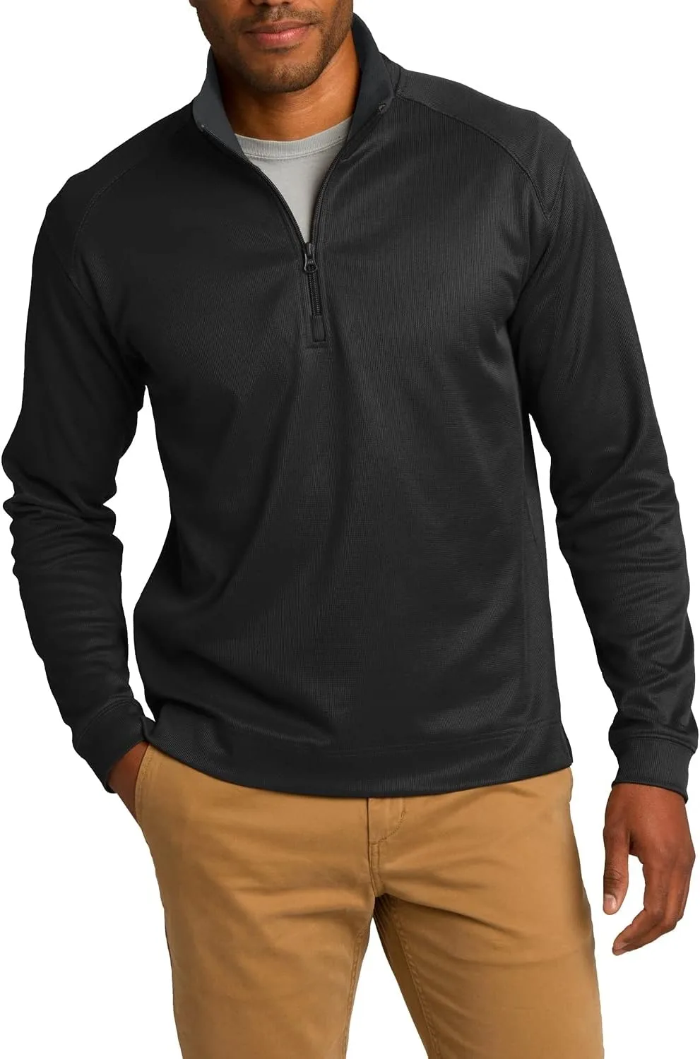 

Мужской свитер JustBlanks с вертикальной текстурой и молнией на четверть