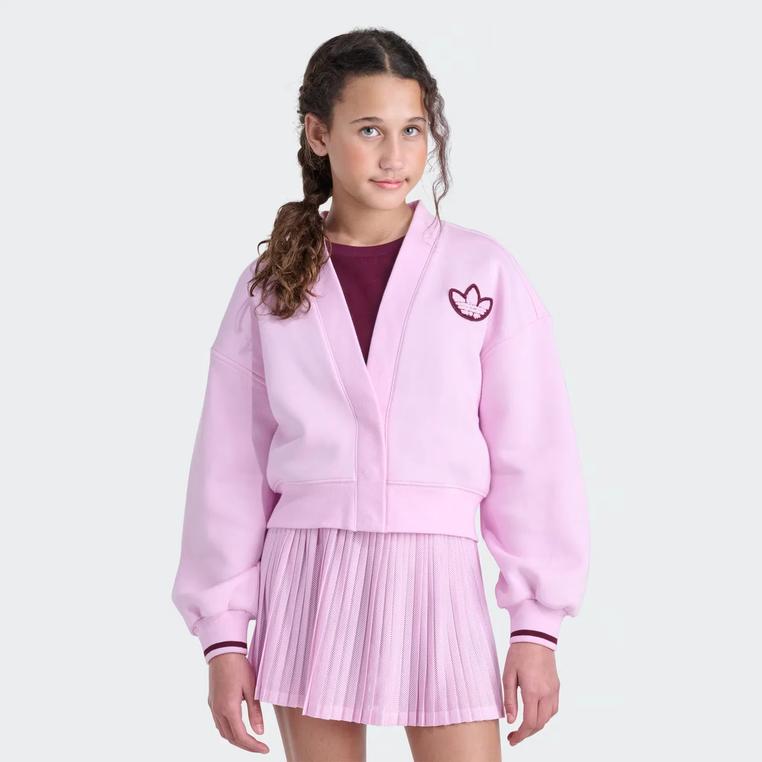 Детский кардиган из флиса Varsity Adidas Originals, Light Orchid