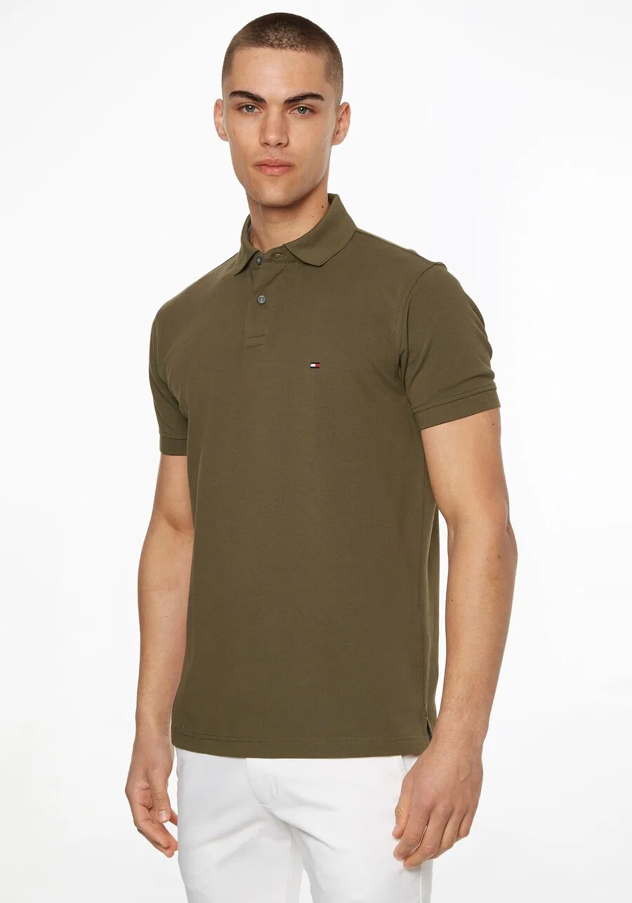 Рубашка TOMMY HILFIGER 'CORE 1985 REGULAR POLO' оливкового цвета — фото 3