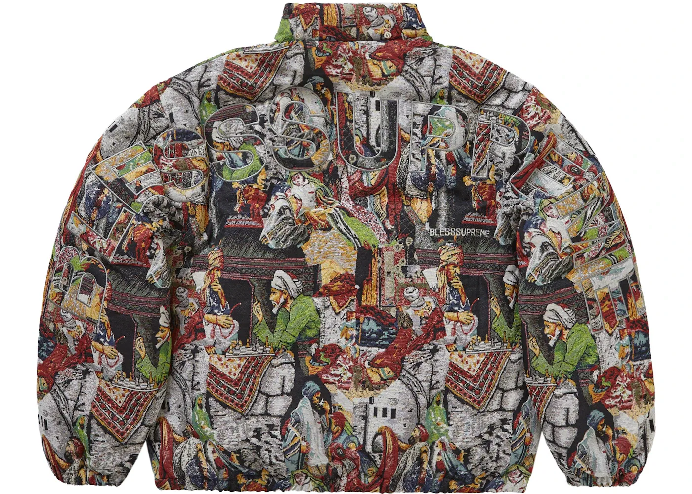 Мужская пуховая куртка с принтом Supreme Tapestry Down Puffer Jacket Supreme, Multicolor — фото 4