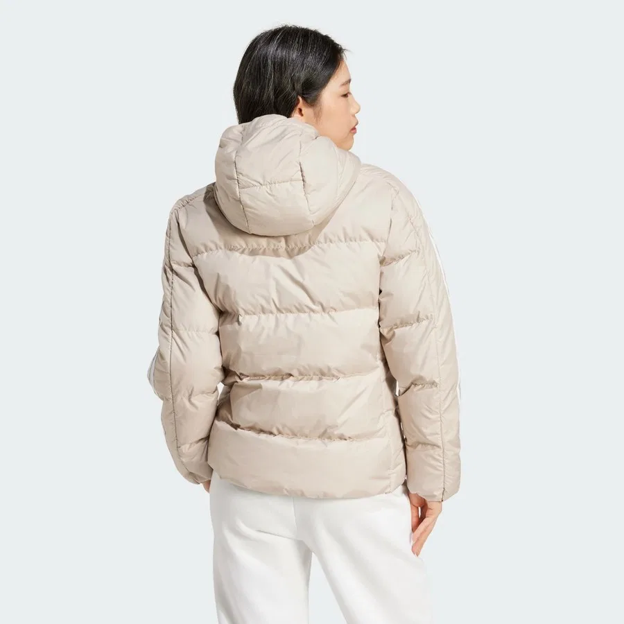 Куртка из футера с утеплителем и капюшоном Sportswear Essentials 3-Stripes Mid Down Hooded Jacket adidas, Бежевый — фото 2