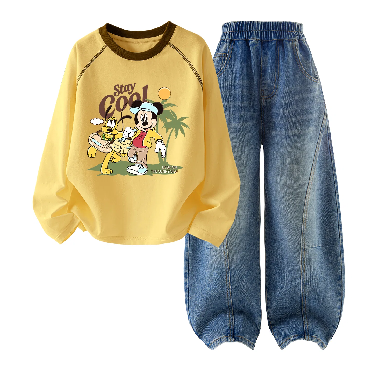Детский спортивный костюм с принтом Disney, Cheese Yellow+Denim Blue