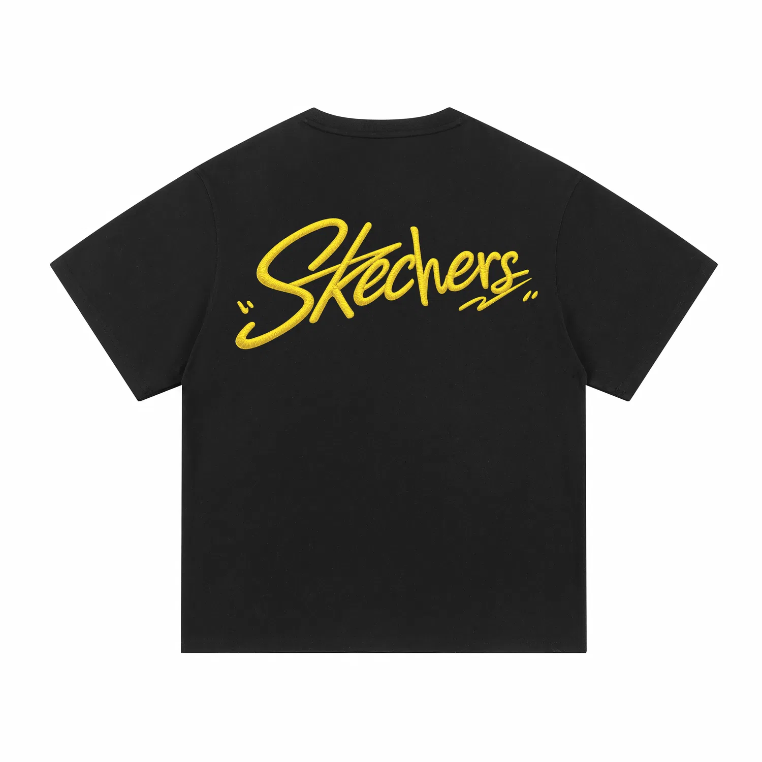 Детская футболка с круглым вырезом и прямой посадкой Carbon Black-Yellow Embroidery Skechers