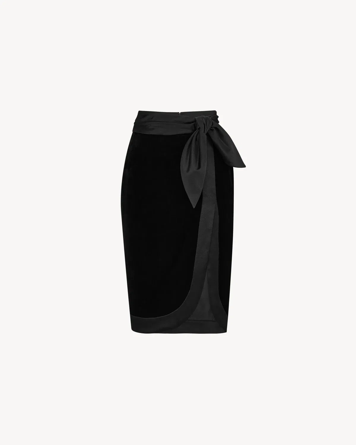 Юбка-карандаш из бархата и атласа SAINT LAURENT, черный