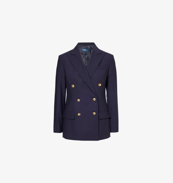 

Двубортный пиджак из эластичной шерсти Polo Ralph Lauren, синий