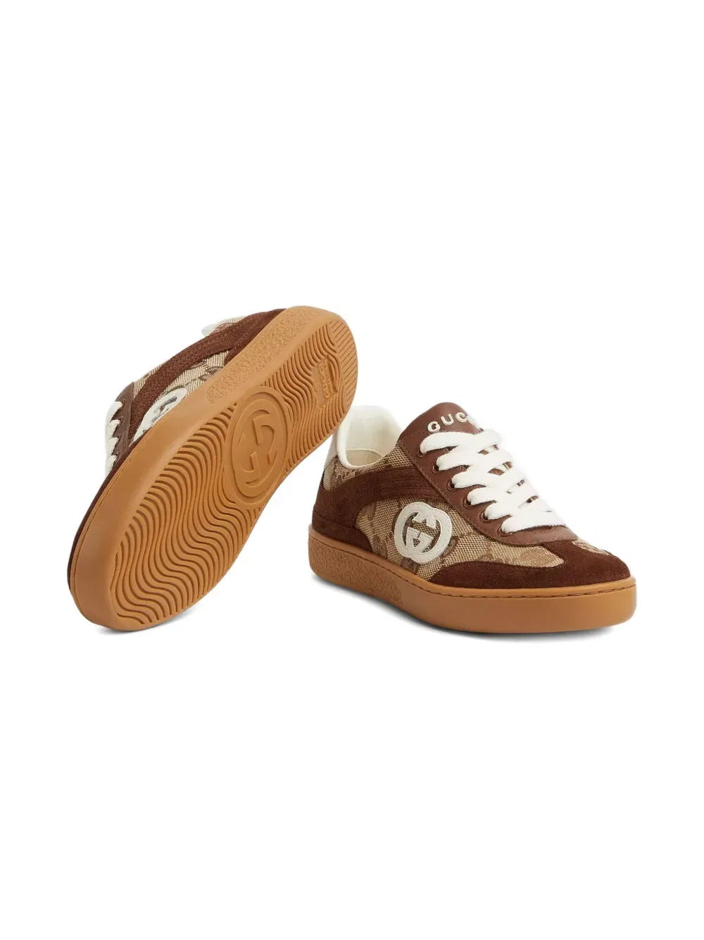Низкие кроссовки Gg-monogram Gucci Kids, коричневый — фото 3