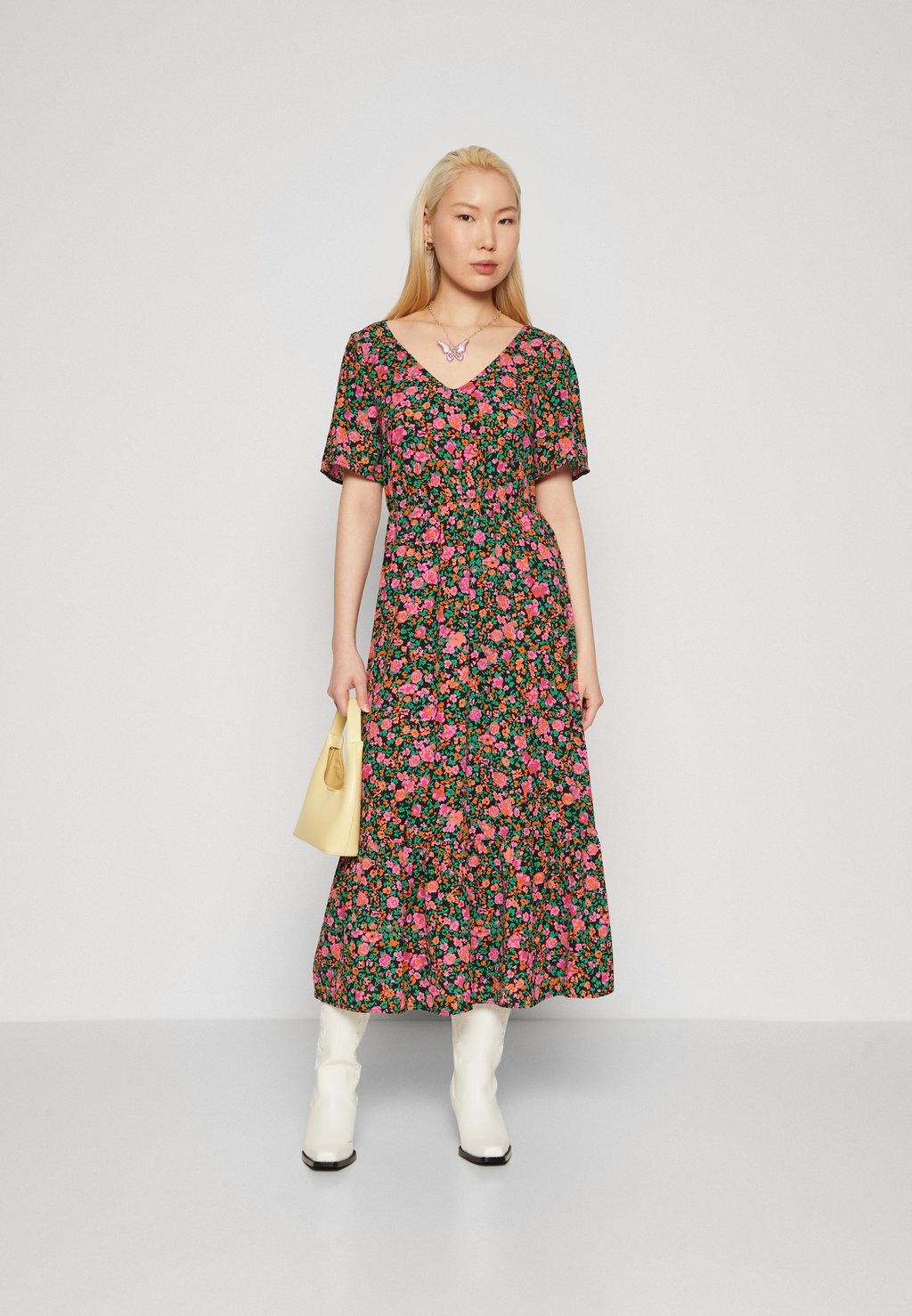 

Дневное платье Onlsafina Life V Neck Midi Dress ONLY, красная фуксия