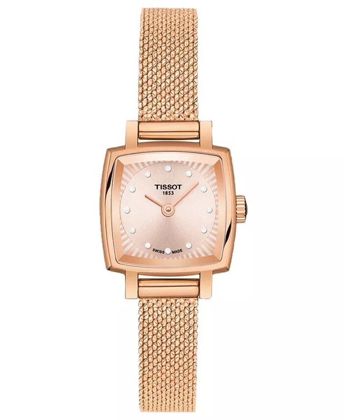 

Женские швейцарские часы T-Lady Lovely Diamond Accent из розового золота с сетчатым браслетом, 20 мм Tissot