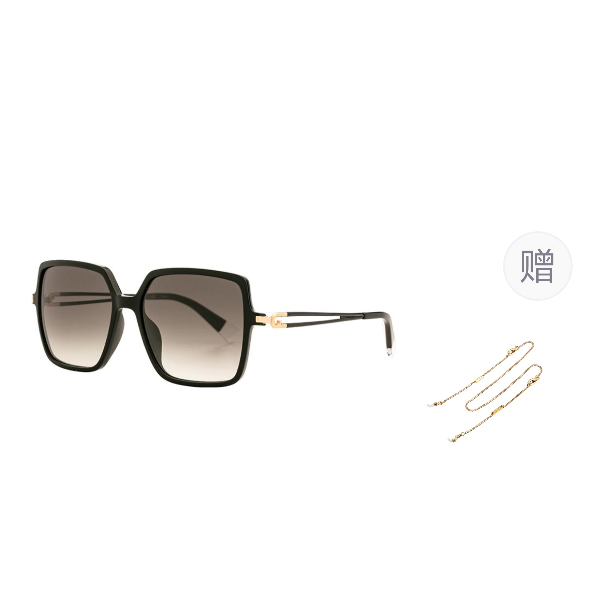

Furla Пластиковая оправа квадратные солнцезащитные очки унисекс, Black Frame with Smoky Lens