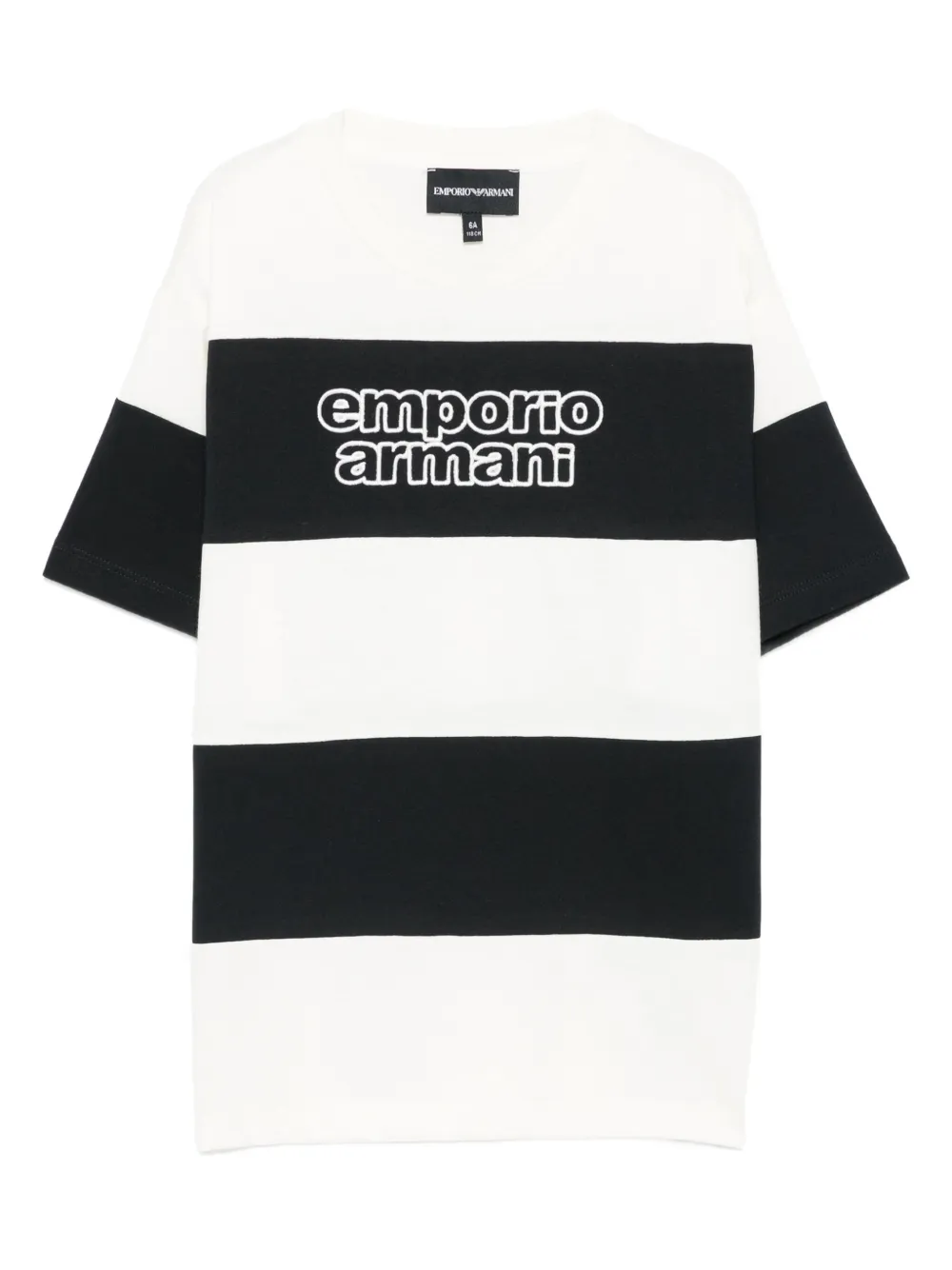 

Полосатая футболка с вышитым логотипом Emporio Armani Kids, черный