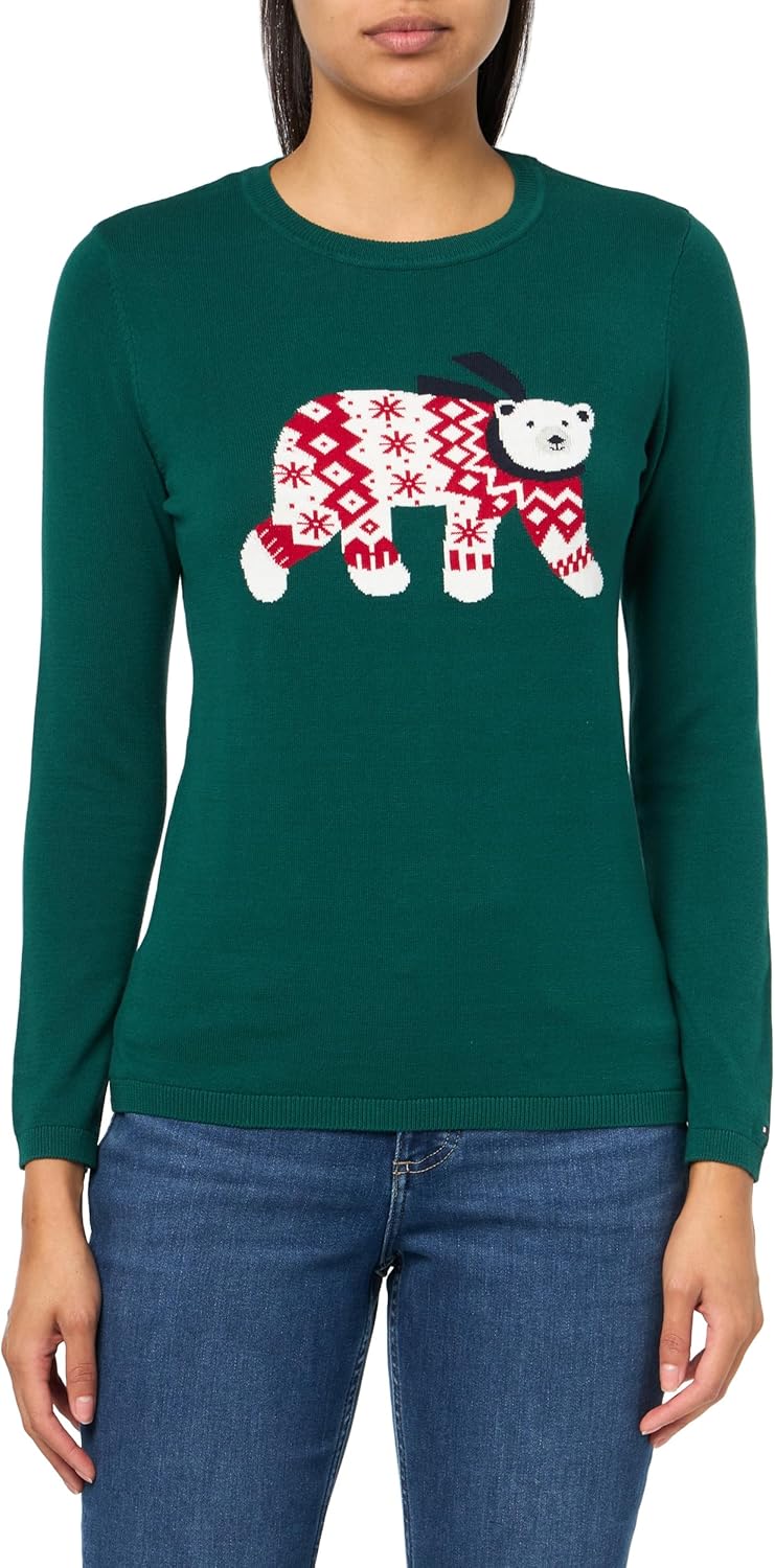 

Женский повседневный свитер с круглым вырезом от Tommy Hilfiger, Forest