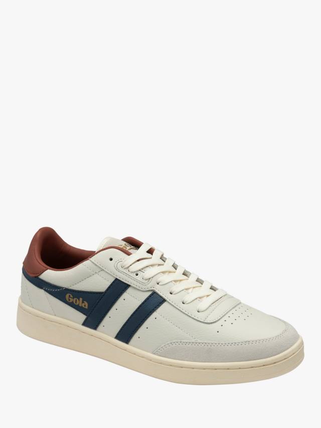 Классические кроссовки из контактной кожи на шнуровке Gola, цвет Off White/Navy/Rust — фото 2
