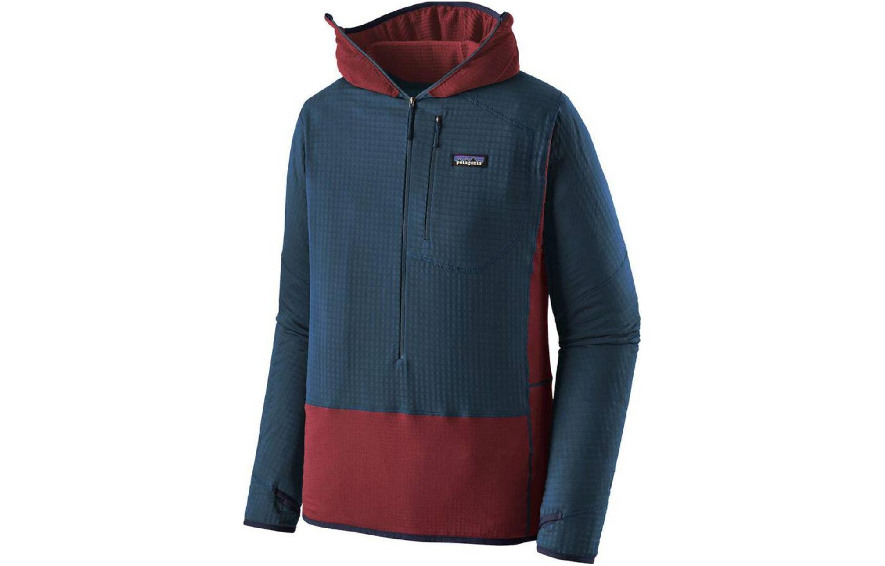 

R1 1/2 Zip флисовая толстовка с капюшоном мужская Patagonia, синий