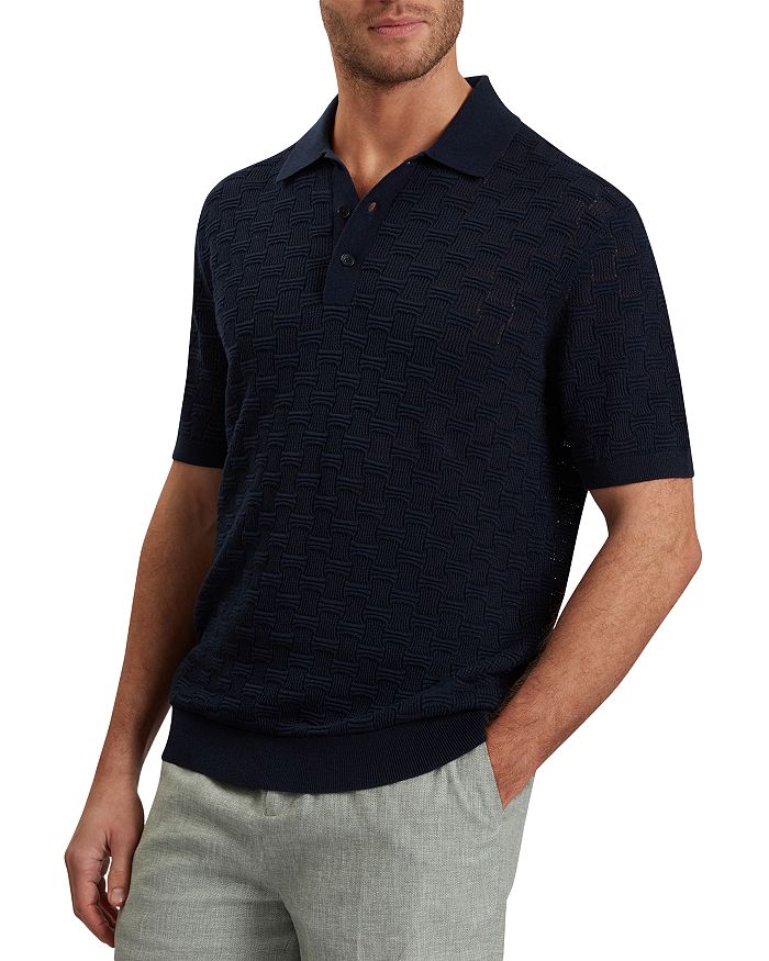 

Водолазка с коротким рукавом из текстурированного шелка и хлопка Waterby Ted Baker, синий