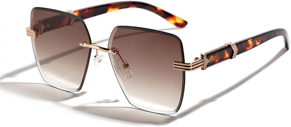 

Ретро-солнцезащитные очки большого размера без оправы для женщин и мужчин, винтажные солнцезащитные очки с защитой от УФ-излучения UV400 для использования на открытом воздухе HCPIHF, 1