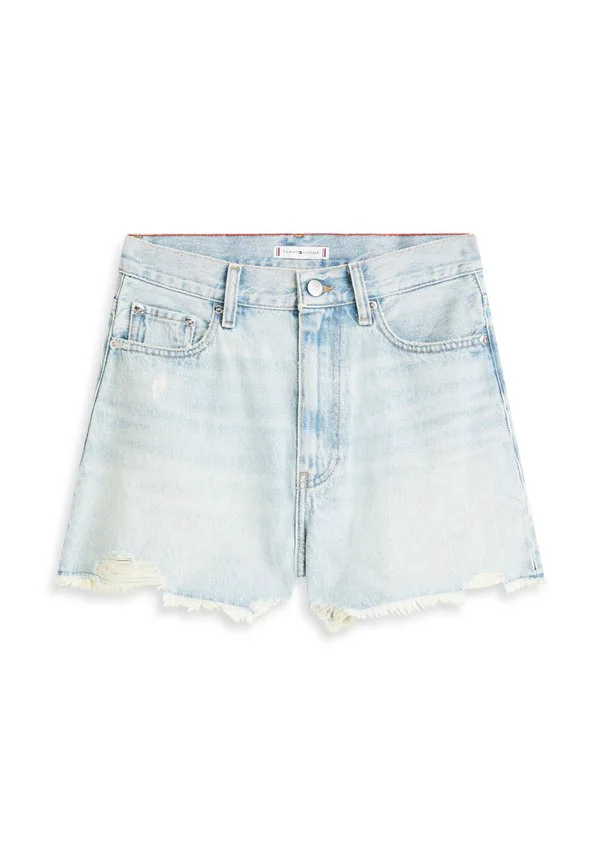 Джинсовые шорты с высокой посадкой и широкими штанинами, рваные. Tommy Hilfiger, Light Blue Denim — фото 4