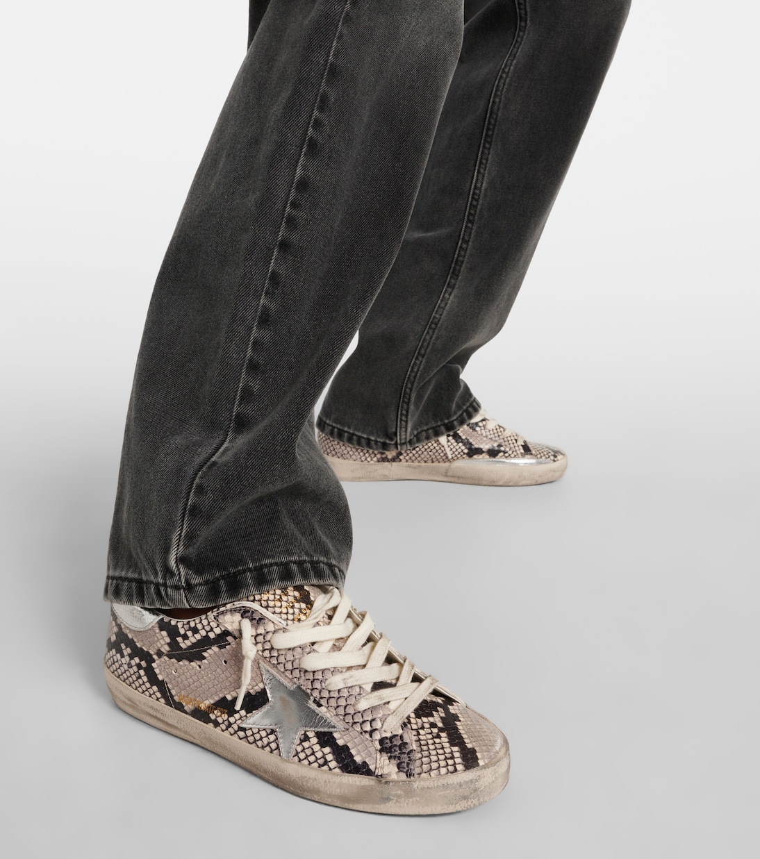 Кроссовки из кожи с эффектом змеиной кожи Super-Star Golden Goose, Python Leather / Silver Met — фото 4