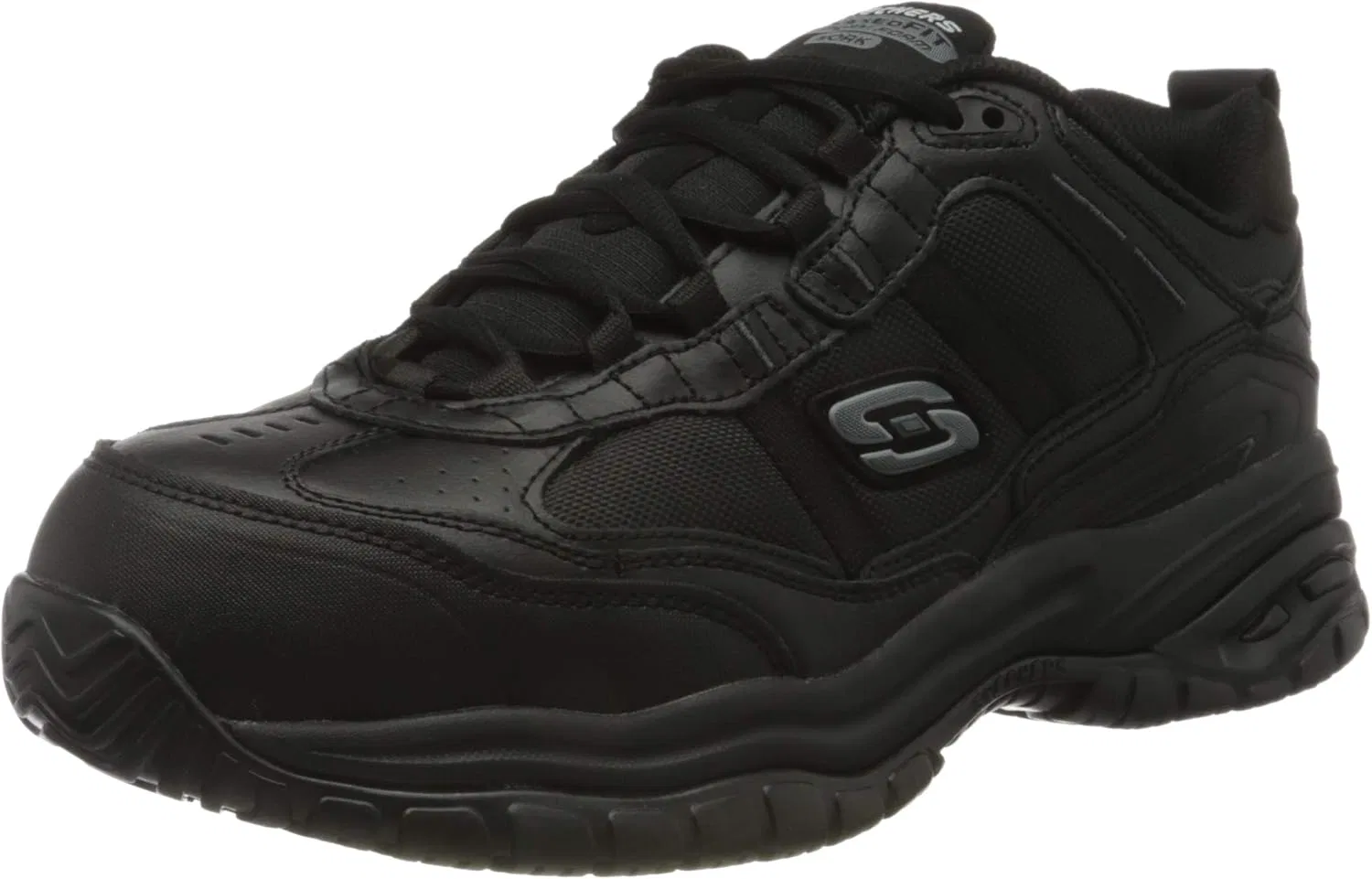 Мужские рабочие кроссовки Skechers Soft Stride Grinnel, Black Leather Black Mesh