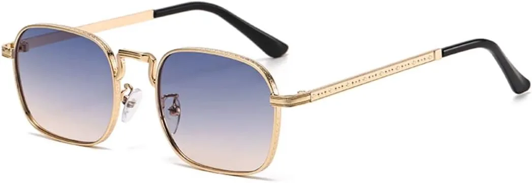 

Квадратные овальные металлические солнцезащитные очки в модном ретро-стиле для мужчин и женщин, роскошные, с защитой от УФ-излучения UV400 TVTBBVV, Blue Pink