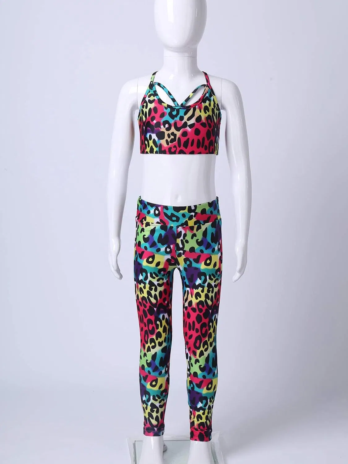 Детский спортивный костюм из топа и леггинсов easyforever, Leopard — фото 3
