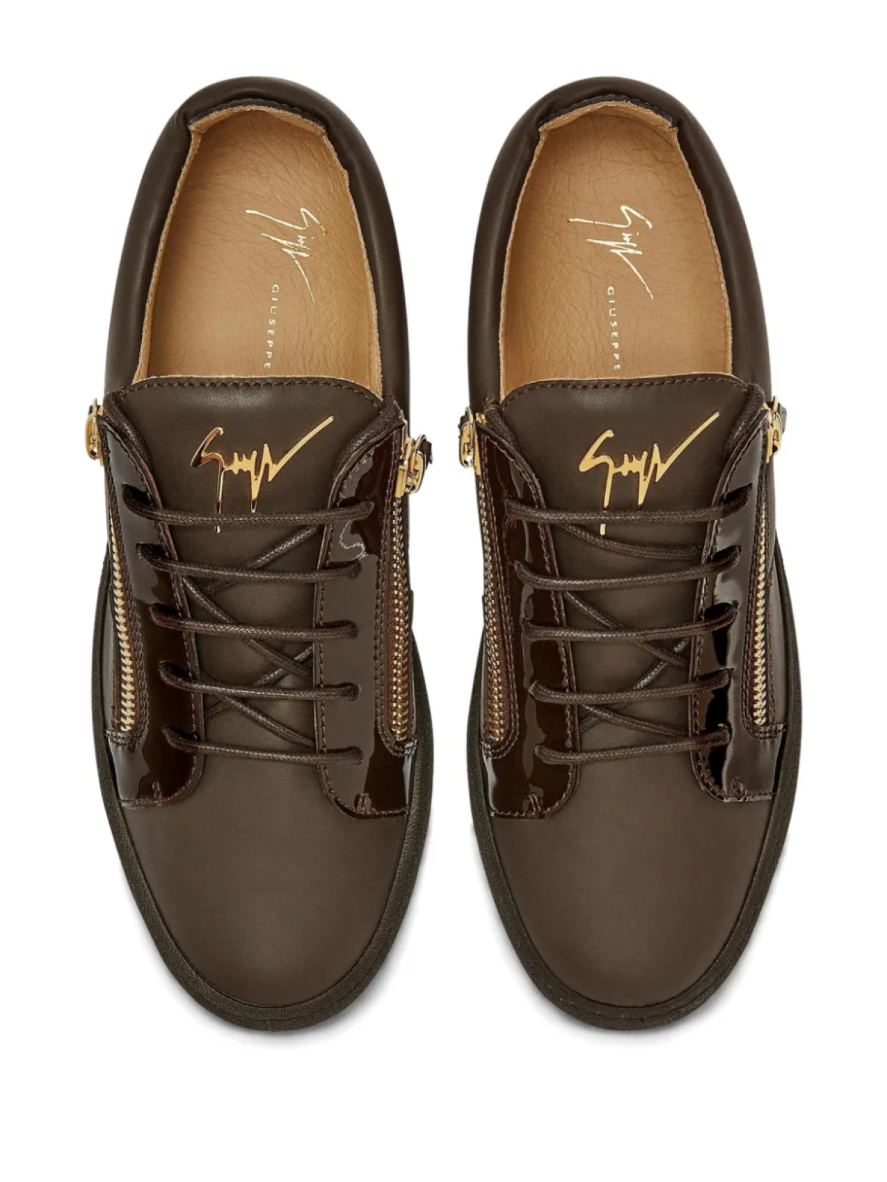 Лакированные кеды Frankie на шнуровке Giuseppe Zanotti, коричневый — фото 4