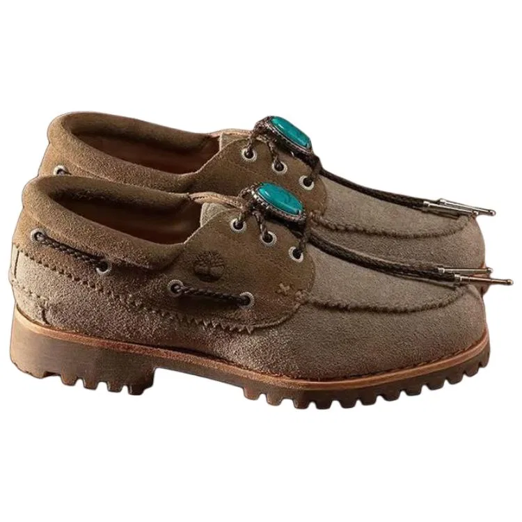 Ботинки лоферы Timberland серо-коричневые — фото 4