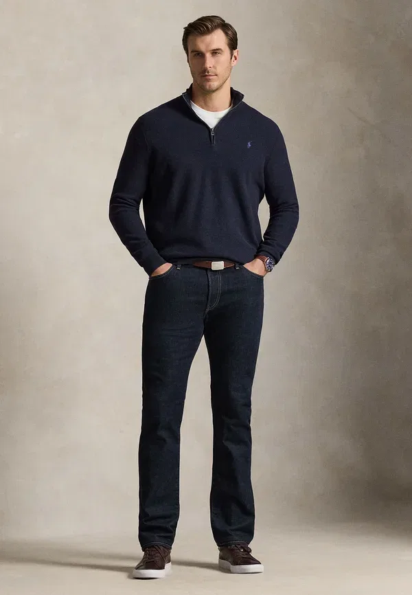 Свитер-худи с четверть-застежкой из хлопкового трикотажа Polo Ralph Lauren Big & Tall, синий меланж — фото 2