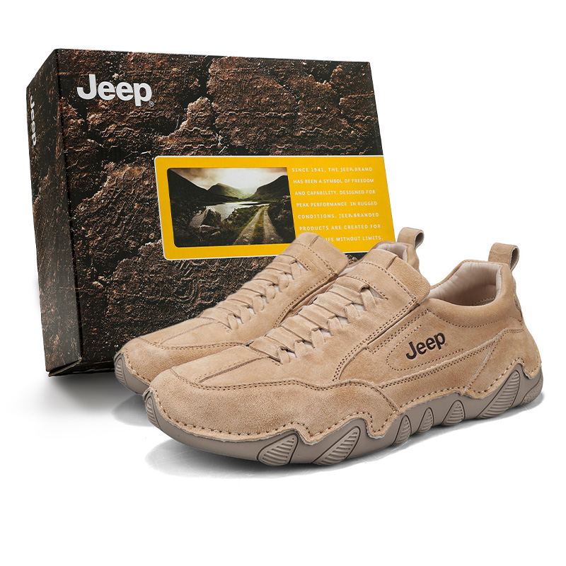 

Мужские низкие кроссовки для активного отдыха с амортизацией, устойчивые к истиранию и дышащие Jeep, бежевый желтый