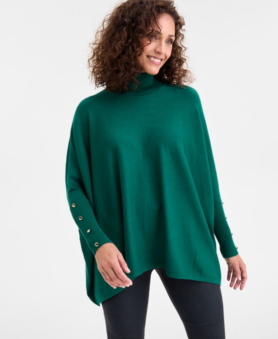 

Женский свитер-пончо с высоким воротником, размеры PXS-XXL JM Collection, Green Magic