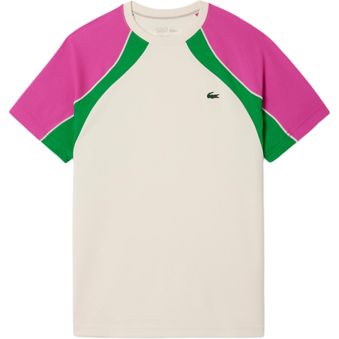 

LACOSTE Футболка мужская white/pink/green