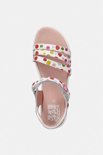 Сандалии детские кожаные с горошком Agatha Ruiz de la Prada, белый — фото 4