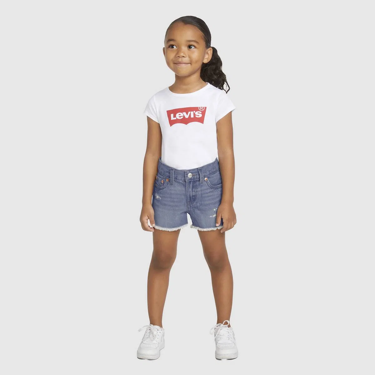 Короткие шорты для девочек 2-4 лет Levi's, Newport Beach - Medium Wash