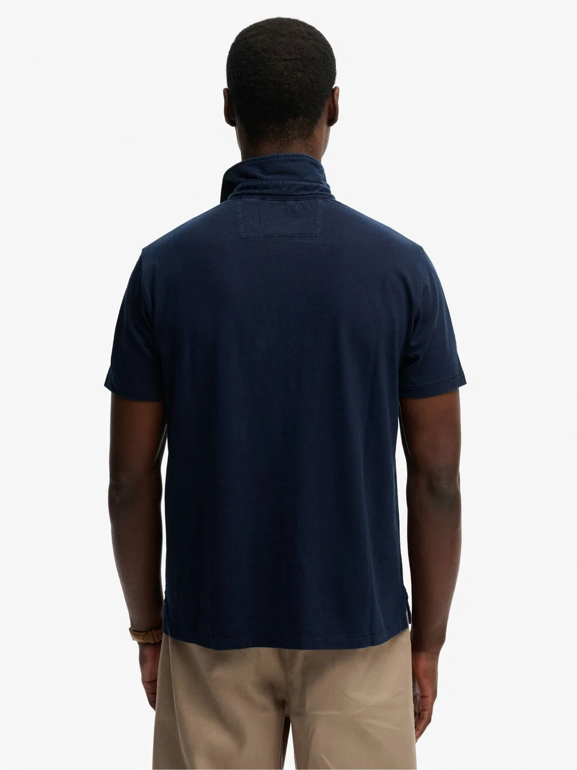 Поло Classic Cotton Linen Superdry, темно-синий — фото 2