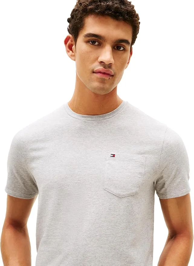 Футболка Tommy Hilfiger Essential Short Sleeve Cotton Crewneck Pocket, светло-серый — фото 4