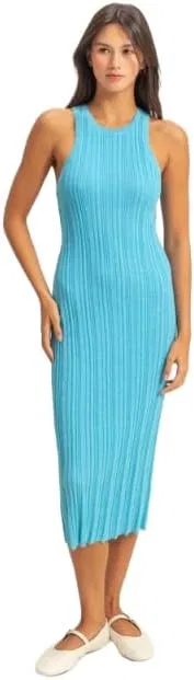 Женское облегающее платье с круглым вырезом Ribbed Knit, Blue