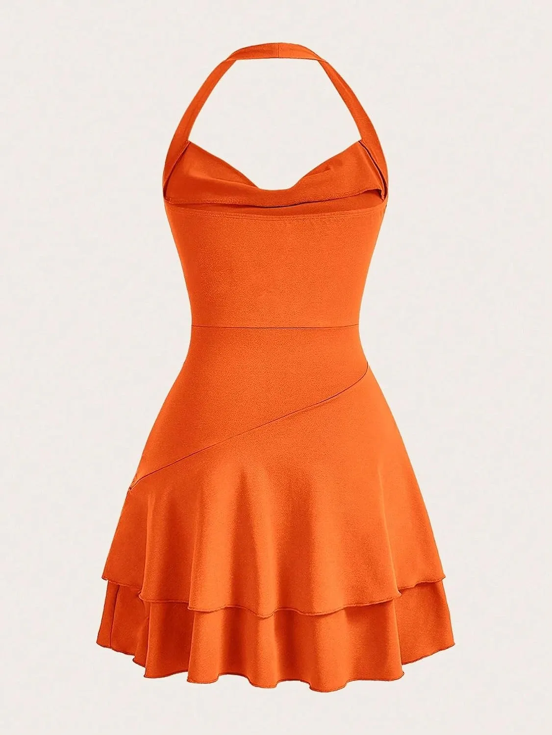 Женское летнее платье с воланами и открытой спиной, Orange — фото 2