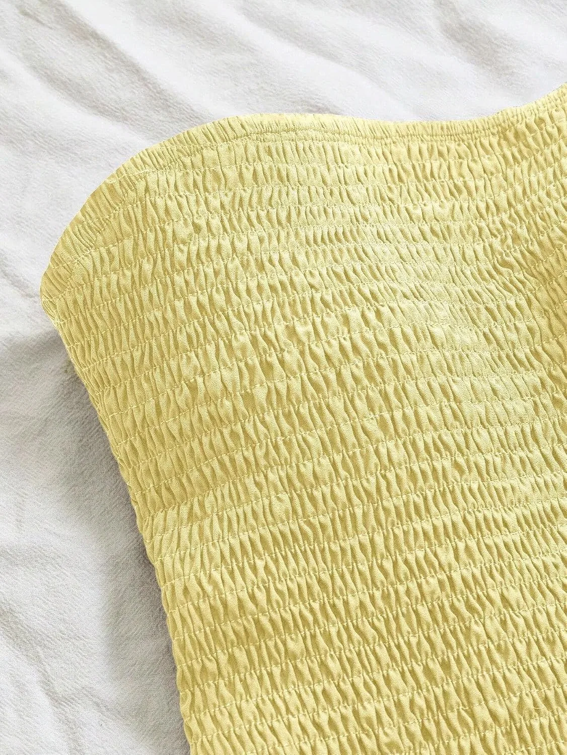 Женское короткое платье A-силуэта с ярусными слоями для отпуска, Yellow — фото 3