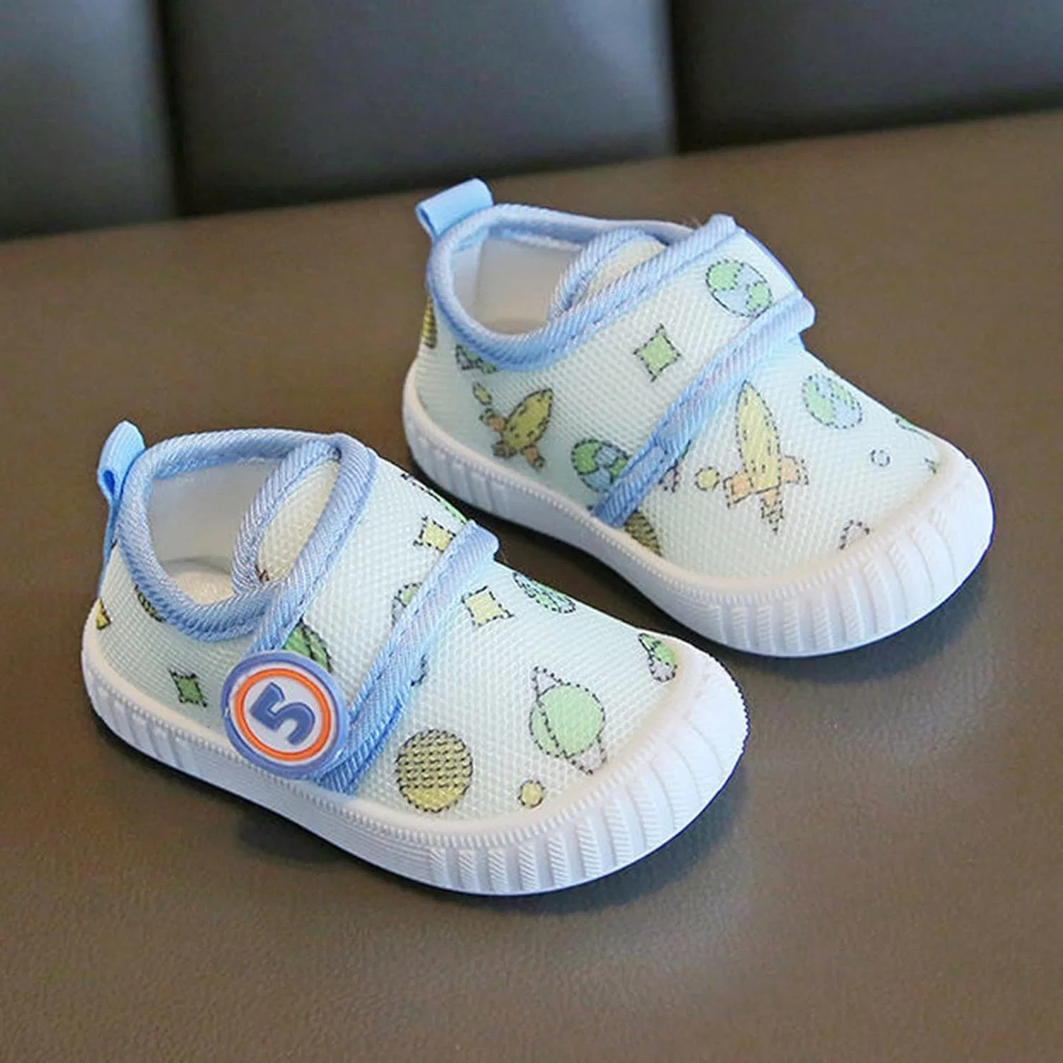 Детские туфли для девочек с принтом Mary Jane SZZY, Light Blue — фото 4