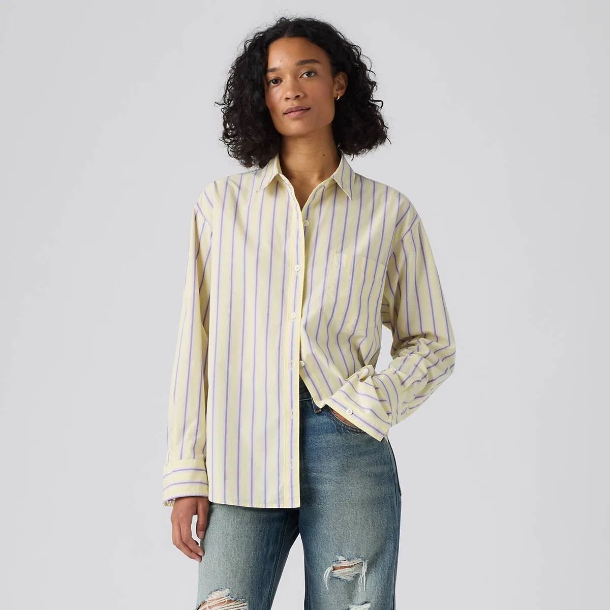 Рубашка парня Harlie на пуговицах Levi's, Costanza Stripe French Vanilla - Multi-Color — фото 3