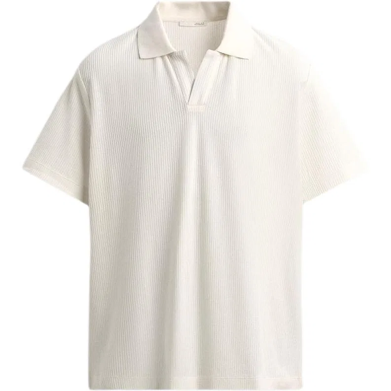 Мужское поло из матовой белой ткани с воротником, свободный крой, ZARA, Frosted White