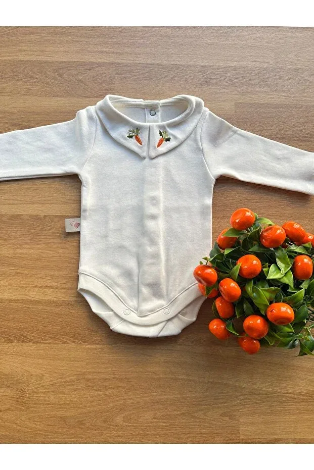 Детское боди для новорожденных с вышивкой Морковь Mama Miel Baby, White — фото 4