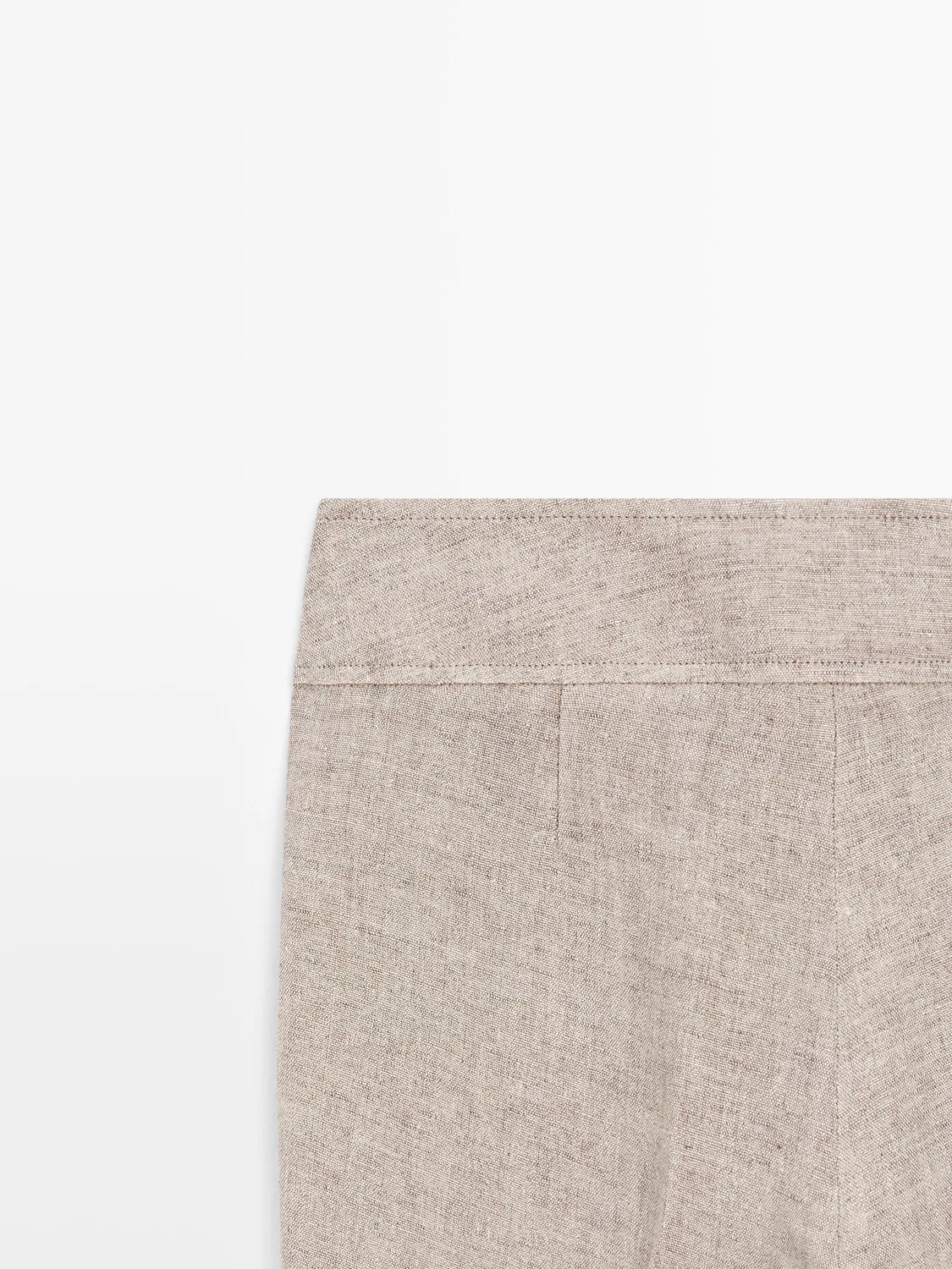 Капри из меланжевой льняной ткани Massimo Dutti, бежевый — фото 4