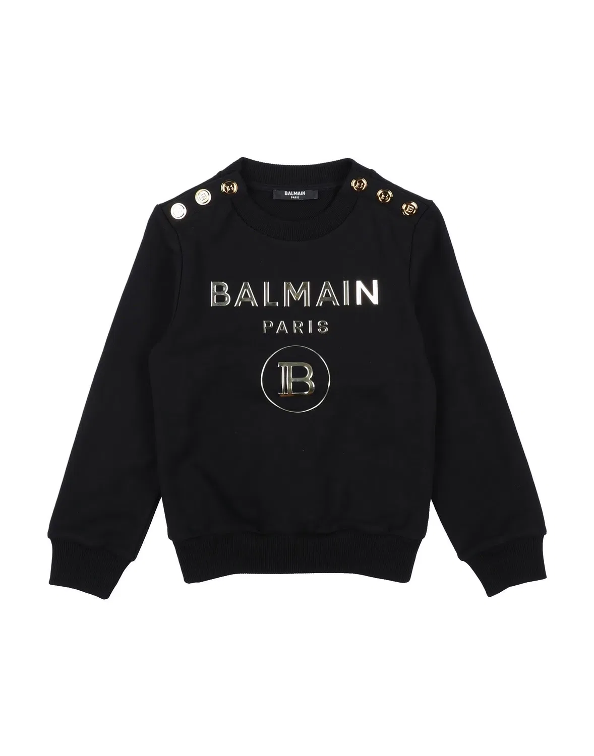 Детская флисовая толстовка с металлическим принтом Balmain, черный