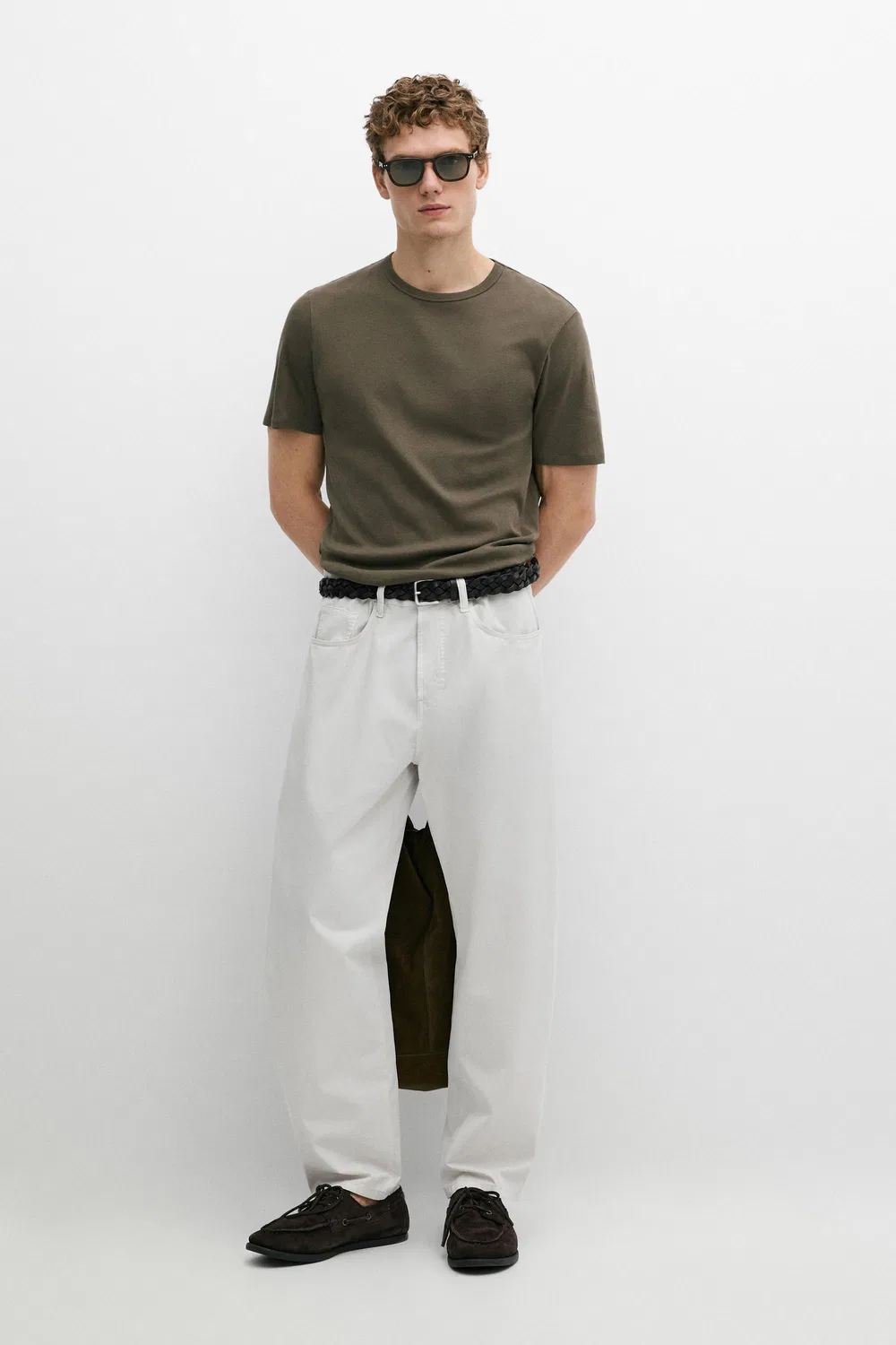 Футболка Massimo Dutti 100% Cotton Short-sleeve, хаки — фото 3