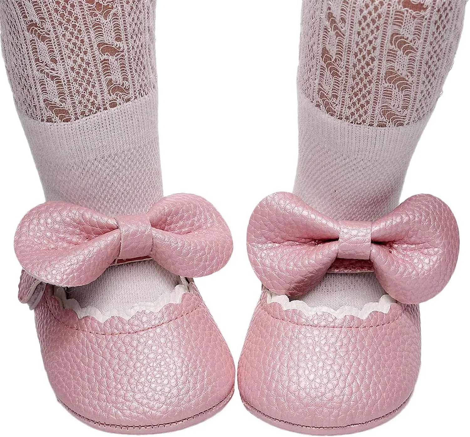 Детские кроссовки для девочек с рюшами и бантом, Pink — фото 4
