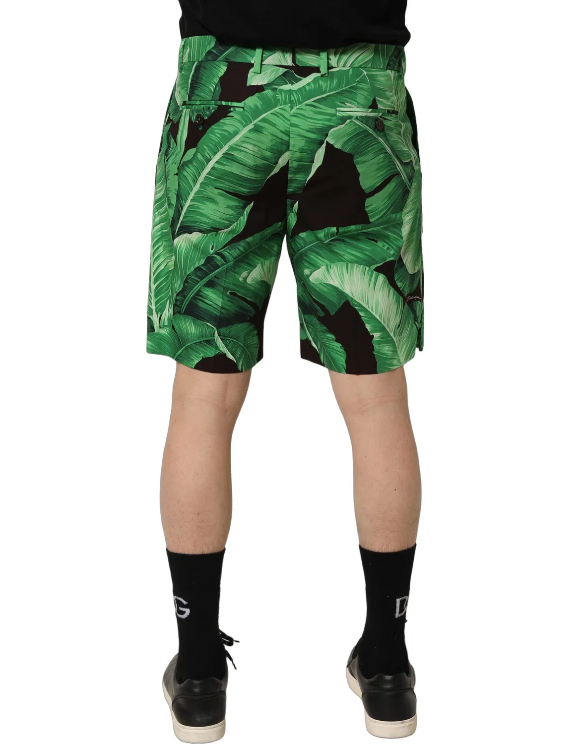 Мужские шорты-бермуды с принтом банановых листьев Banana Leaf Dolce & Gabbana, Green Black — фото 4