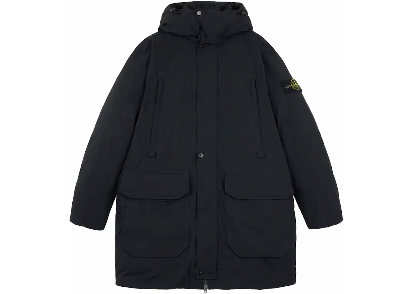 Мужская длинная пуховая куртка-парка из микротвила Stone Island, Black
