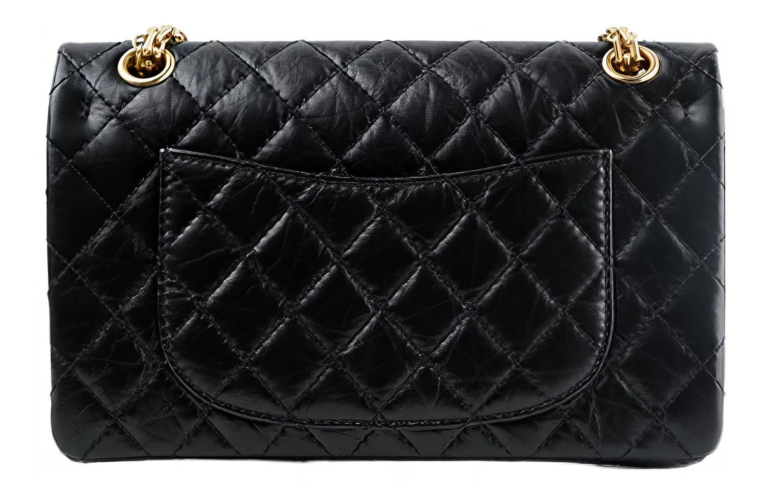 CHANEL Сумка через плечо 2.55 из кожи коровы с золотистой фурнитурой, черная, женская, маленькая — фото 3
